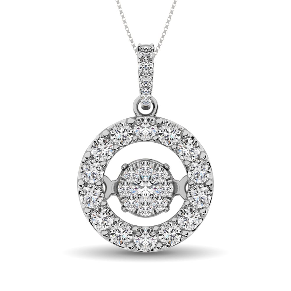 Moving Diamond 5/8 Ct.tw Pendant in 14K White Gold