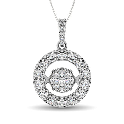 Moving Diamond 5/8 Ct.tw Pendant in 14K White Gold