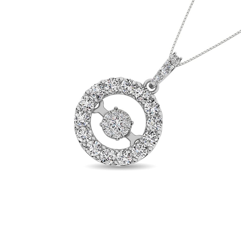 Moving Diamond 5/8 Ct.tw Pendant in 14K White Gold