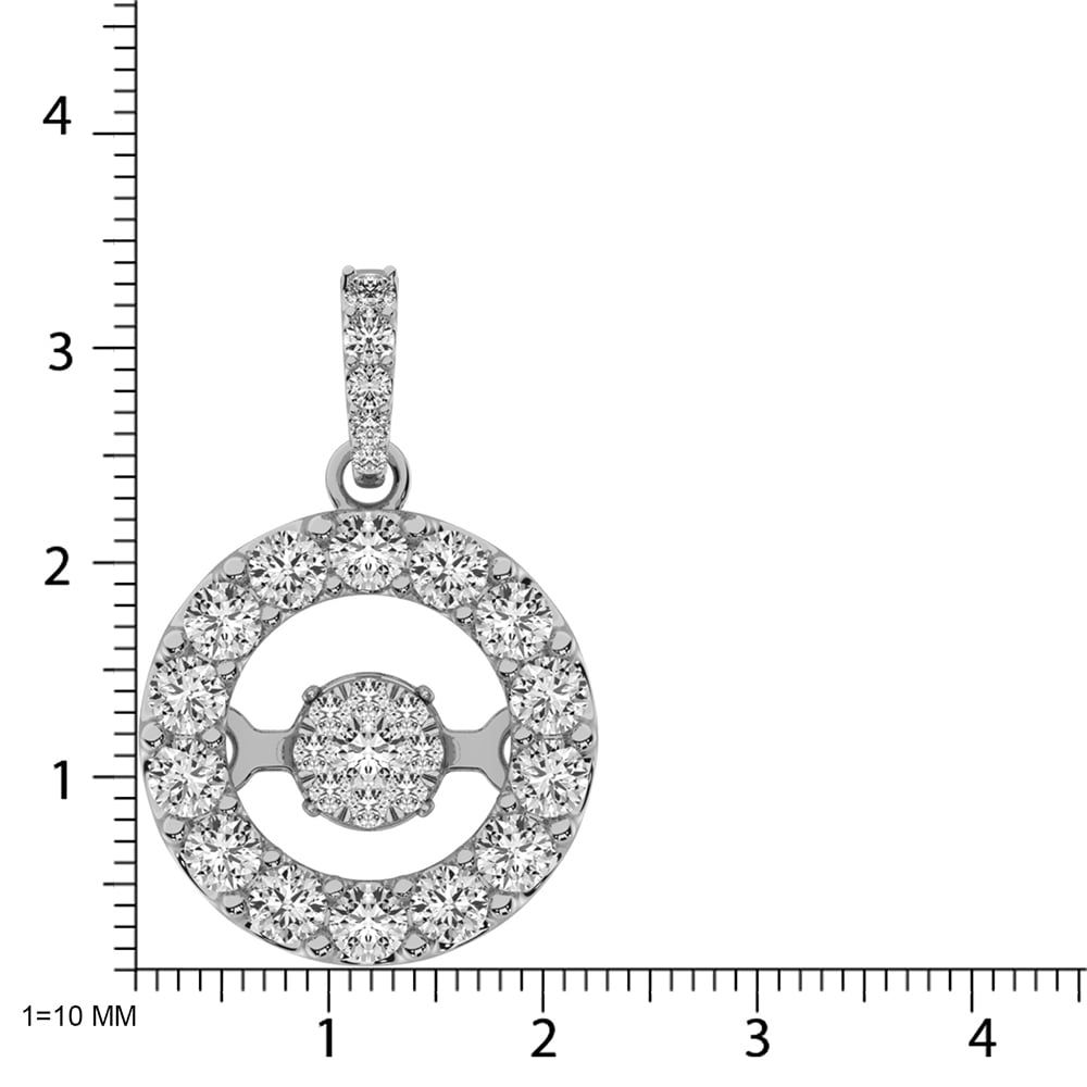 Moving Diamond 5/8 Ct.tw Pendant in 14K White Gold