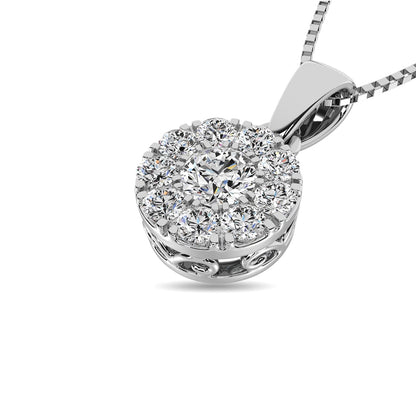 Diamond 1/4 Ct.Tw. Round Frame Pendant