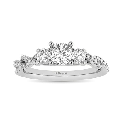 14K White Gold 1 Ct.Tw. Round Cut Diamond Engagement Ring
