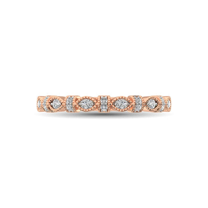14K Rose Gold Marquise Frame 1/6 Ct.tw Diamond Band