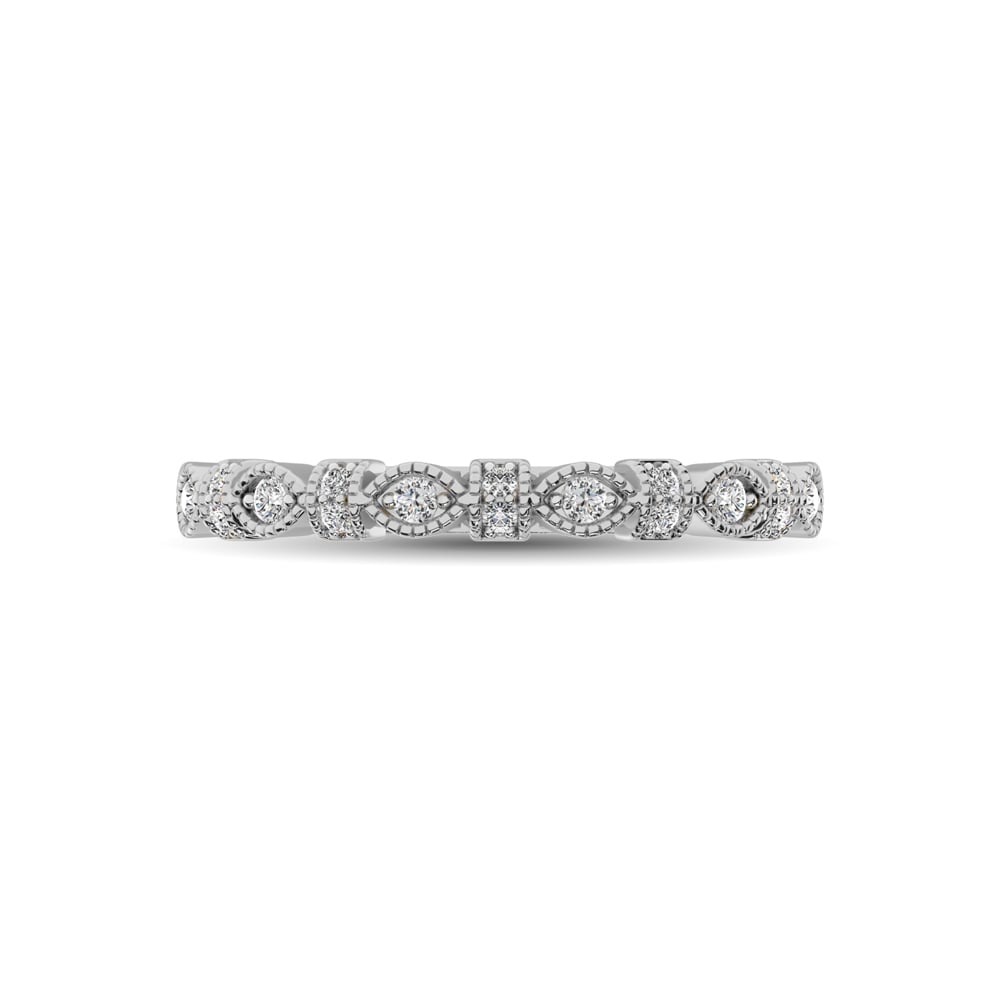 14K White Gold Marquise Frame 1/6 Ct.tw Diamond Band