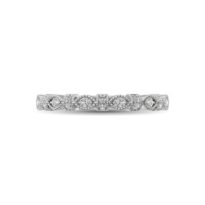 14K White Gold Marquise Frame 1/6 Ct.tw Diamond Band