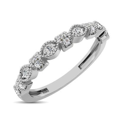 14K White Gold Marquise Frame 1/6 Ct.tw Diamond Band