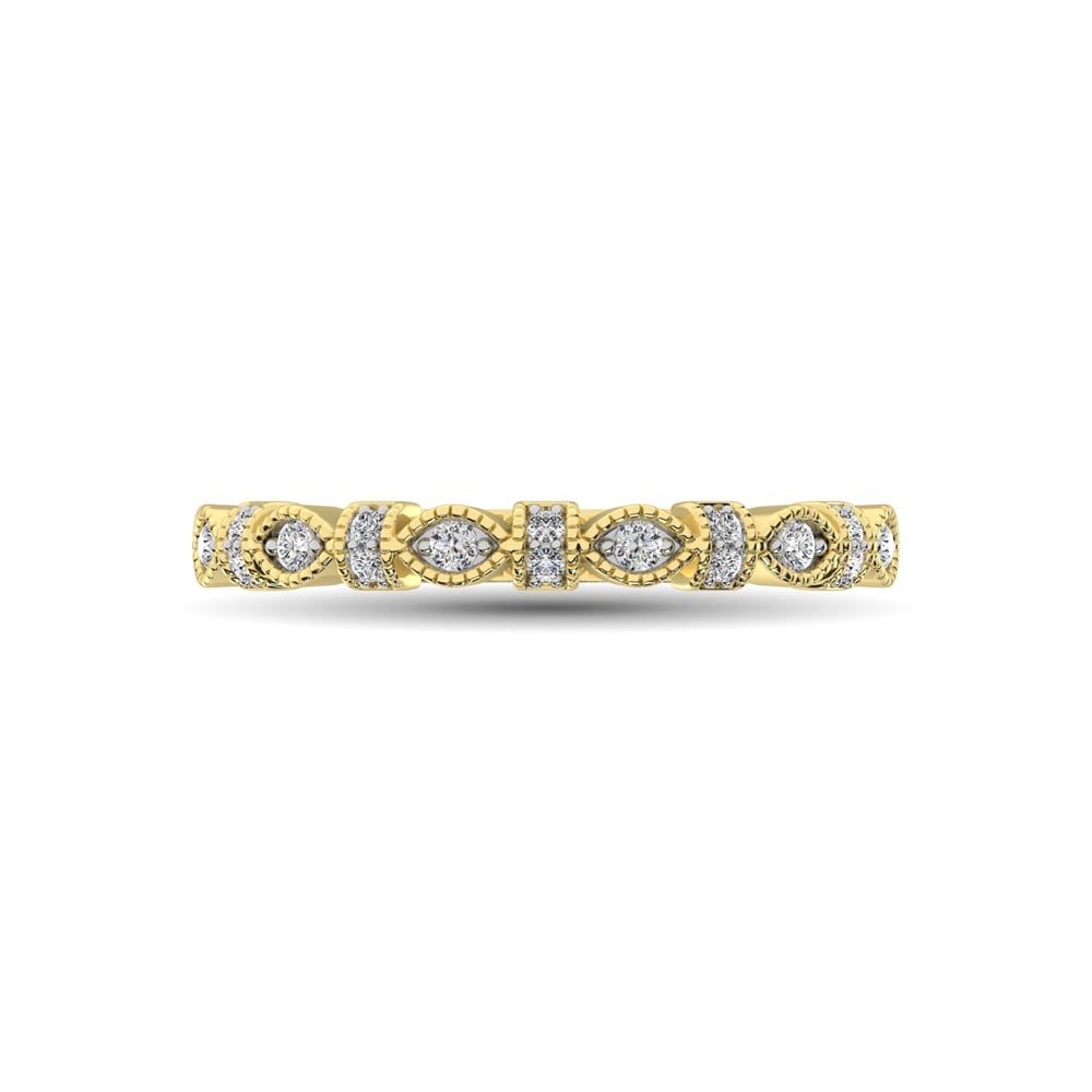 14K Yellow Gold Marquise Frame 1/6 Ct.tw Diamond Band
