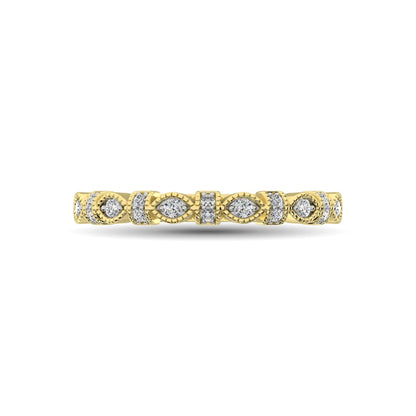 14K Yellow Gold Marquise Frame 1/6 Ct.tw Diamond Band