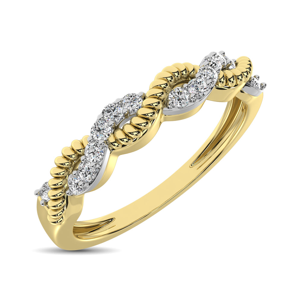 Diamond 1/10 Ct.tw Twist Band in 14K Yellow Gold