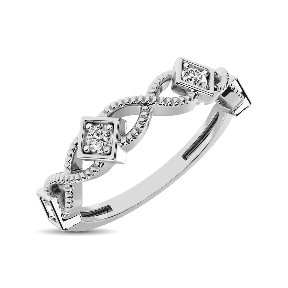 14K White Gold 1/8 Ct.tw Diamond Band