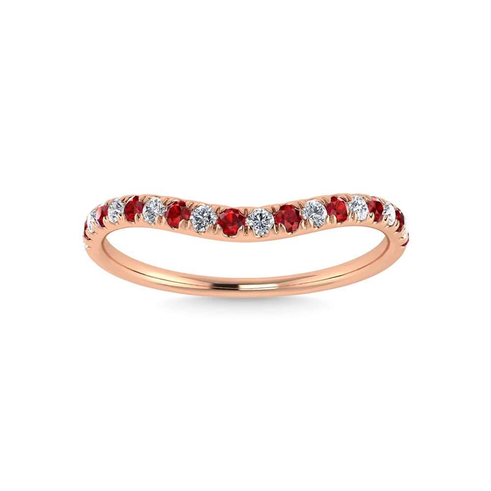 14K Rose Gold Ruby And Diamond 1/5 Ct.Tw. Curve Band