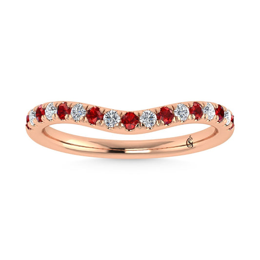 14K Rose Gold Ruby and Diamond 1/3 Ct.Tw. Ruby Curve Band