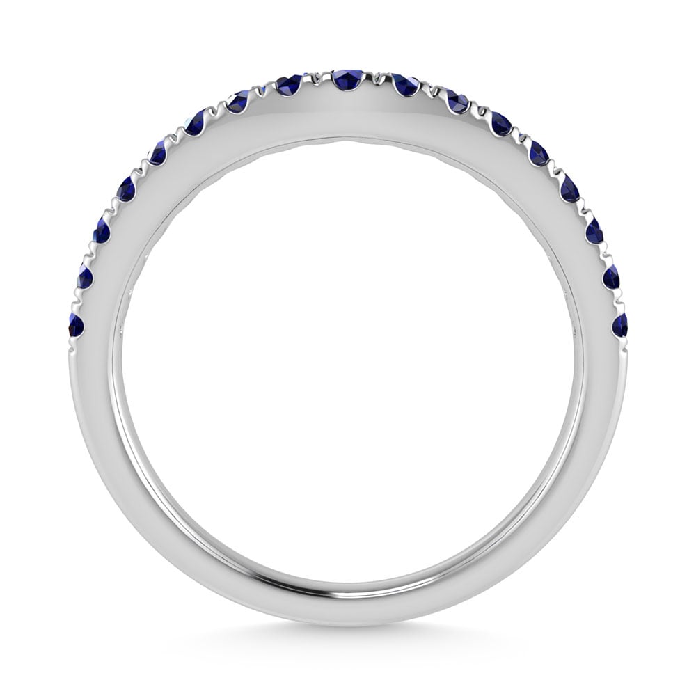 14K White Gold 1/3 Ct.Tw. Blue Sapphire Curve Band