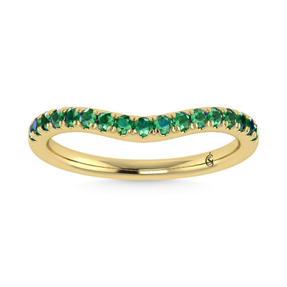 14K Yellow Gold Emerald 1/3 Ct.Tw. Curve Band