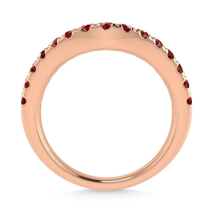 14K Rose Gold 5/8 Ct.Tw. Ruby Curve Band