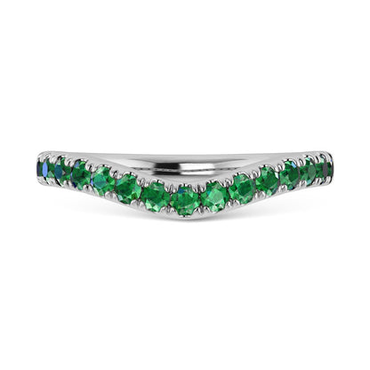 14K White Gold Emerald 3/8 Ct.Tw. Curve Band