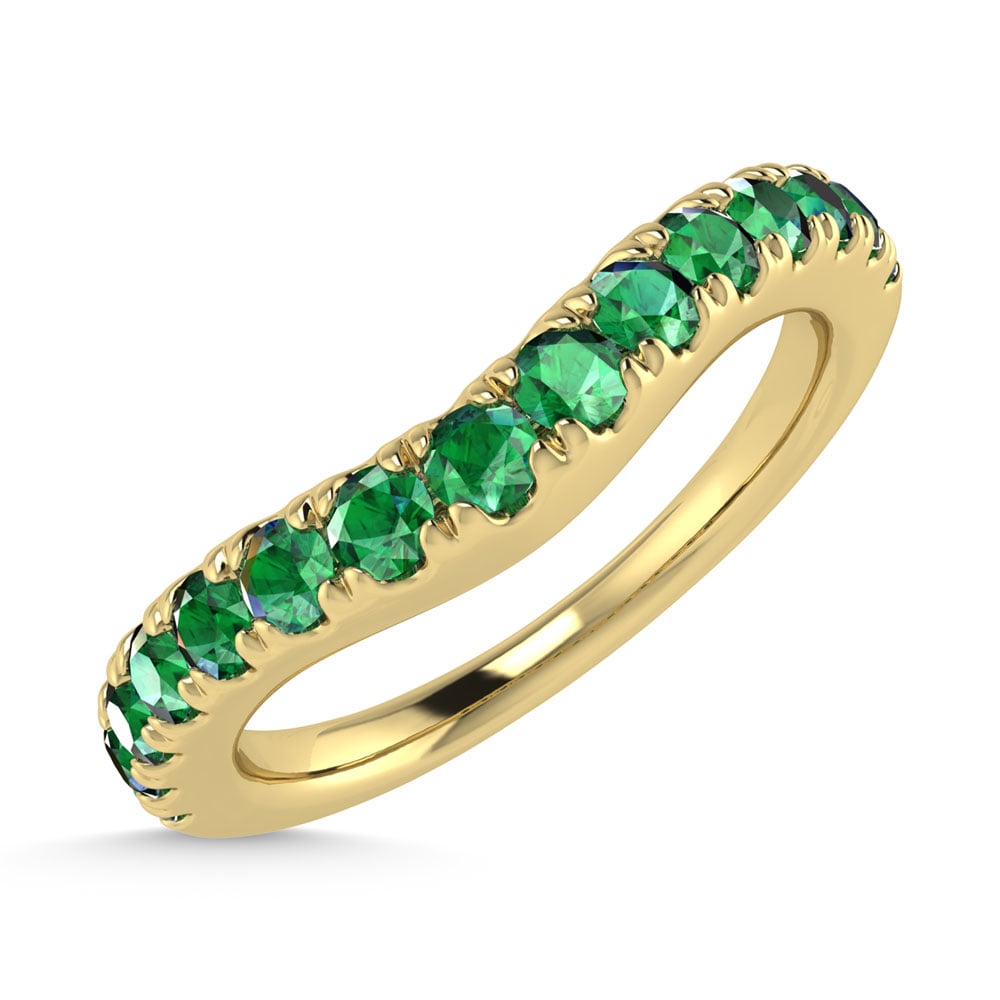 14K Yellow Gold Emerald 3/8 Ct.Tw. Curve Band