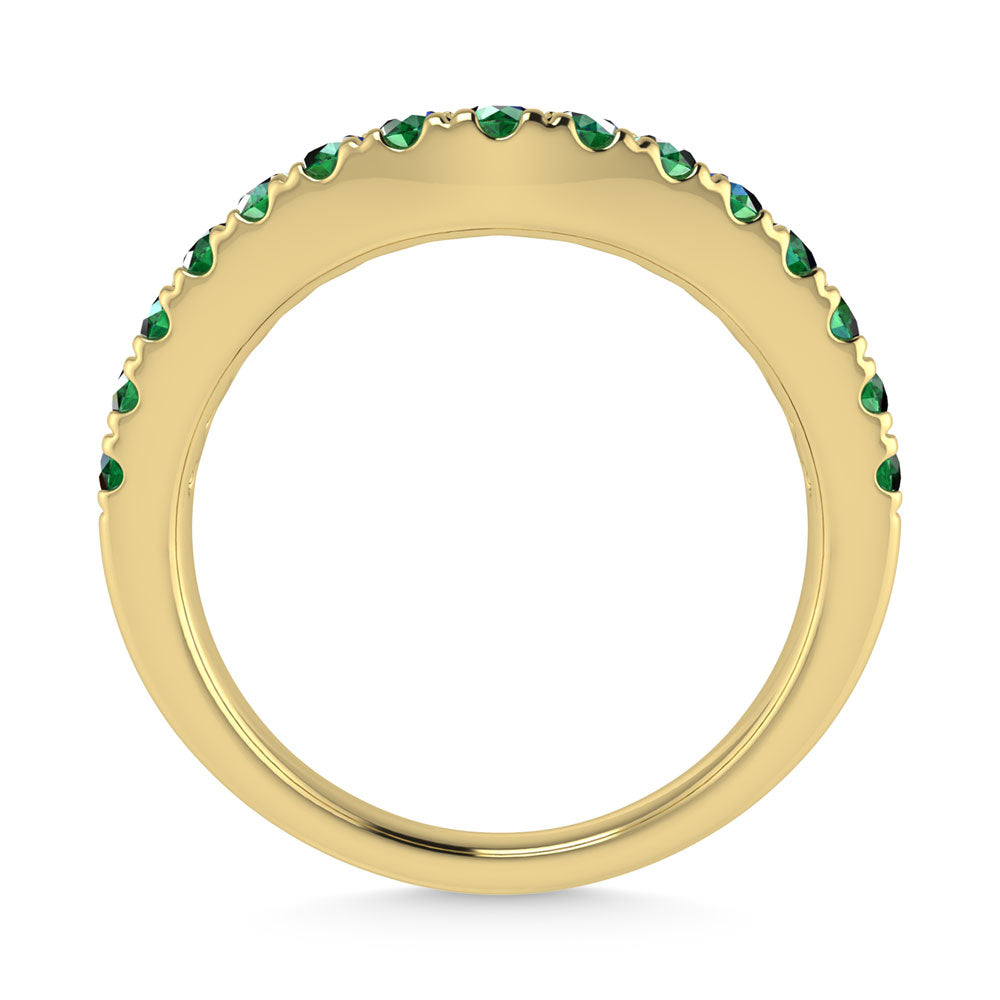 14K Yellow Gold Emerald 3/8 Ct.Tw. Curve Band