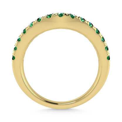 14K Yellow Gold Emerald 3/8 Ct.Tw. Curve Band