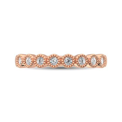 Diamond 1/4 Ct.tw Stackable Bezel Band with Beaded Setting in 14K Rose Gold