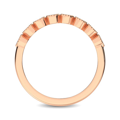 Diamond 1/4 Ct.tw Stackable Bezel Band with Beaded Setting in 14K Rose Gold