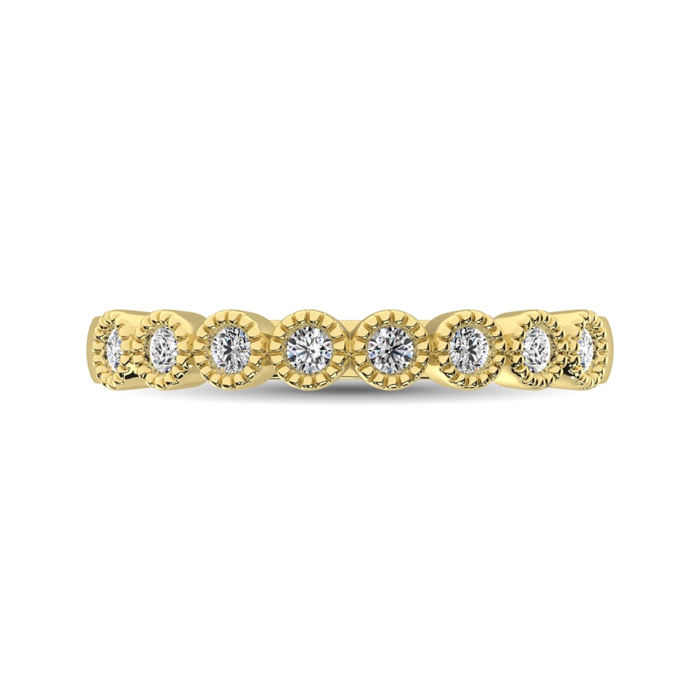 Diamond 1/4 Ct.tw Stackable Bezel Band with Beaded Setting in 14K Yellow Gold