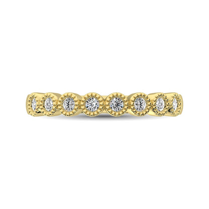 Diamond 1/4 Ct.tw Stackable Bezel Band with Beaded Setting in 14K Yellow Gold