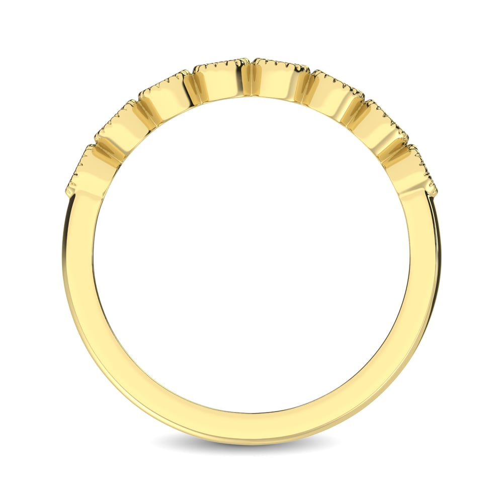Diamond 1/4 Ct.tw Stackable Bezel Band with Beaded Setting in 14K Yellow Gold