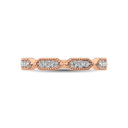 Beaded Style Band set with 1/6 Ct.tw Diamond in 14K Rose Gold