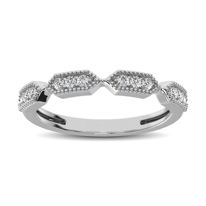 Beaded Style Band set with 1/6 Ct.tw Diamond in 14K White Gold
