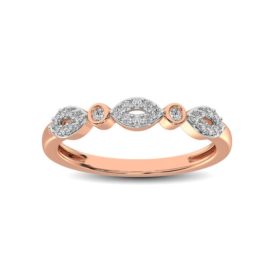 Round and Marquise Shape 1/6 Ct.tw Diamond Stackable Band in 10K Rose Gold
