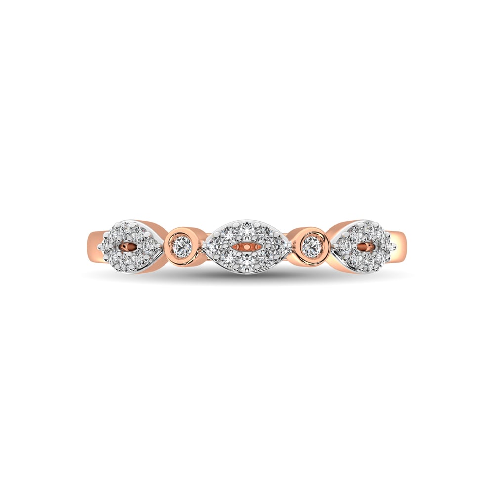 Round and Marquise Shape 1/6 Ct.tw Diamond Stackable Band in 10K Rose Gold