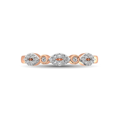 Round and Marquise Shape 1/6 Ct.tw Diamond Stackable Band in 10K Rose Gold