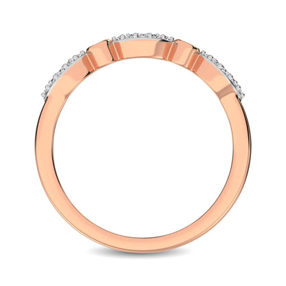 Round and Marquise Shape 1/6 Ct.tw Diamond Stackable Band in 10K Rose Gold