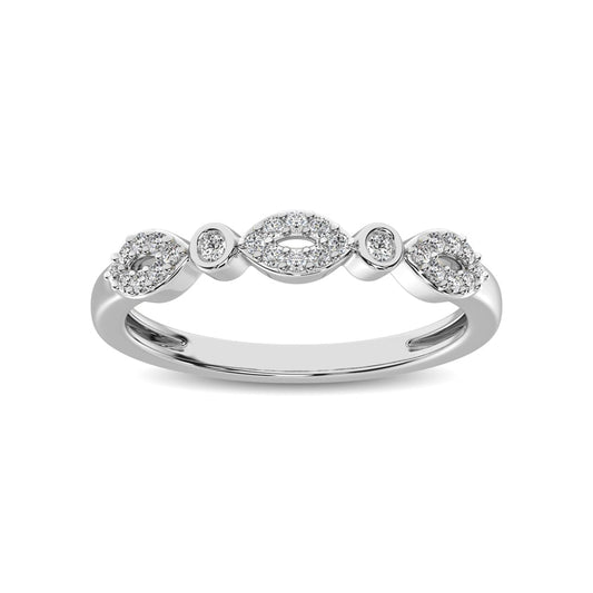 Round and Marquise Shape 1/6 Ct.tw Diamond Stackable Band