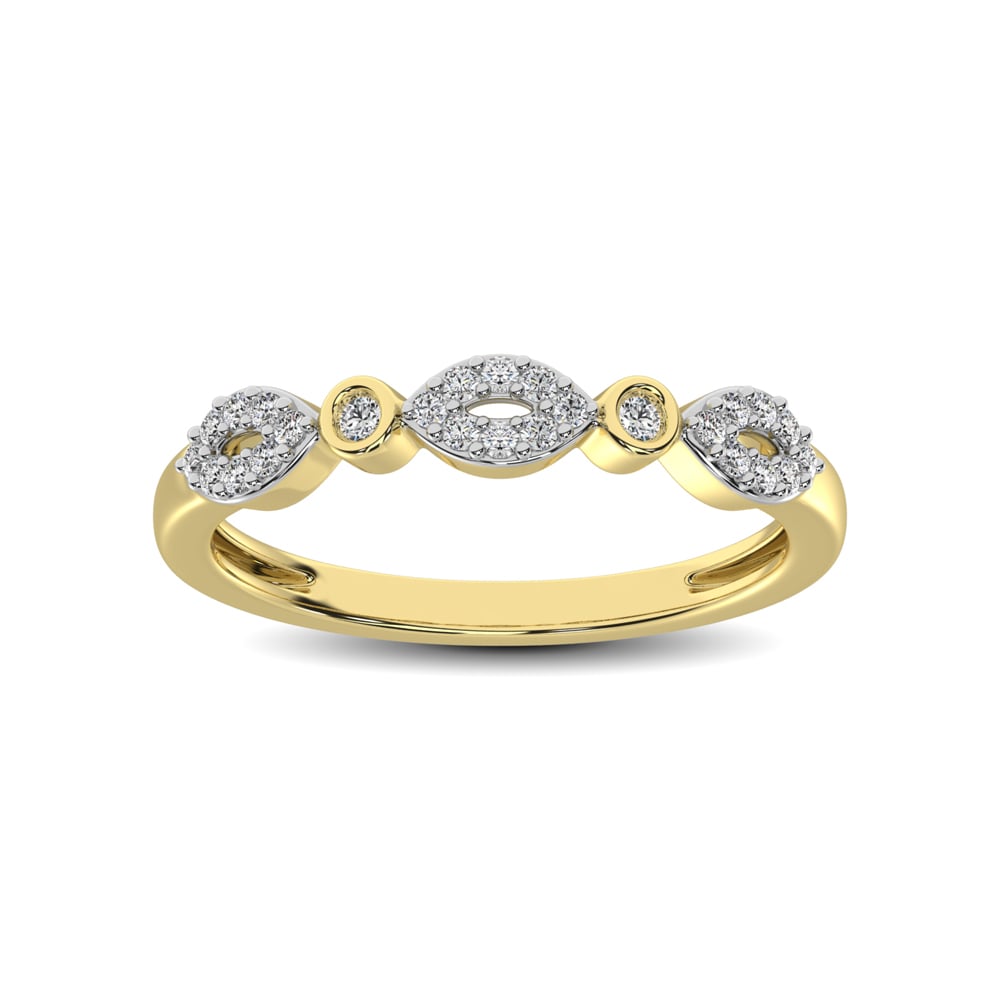 Round and Marquise Shape 1/6 Ct.tw Diamond Stackable Band in 10K Yellow Gold