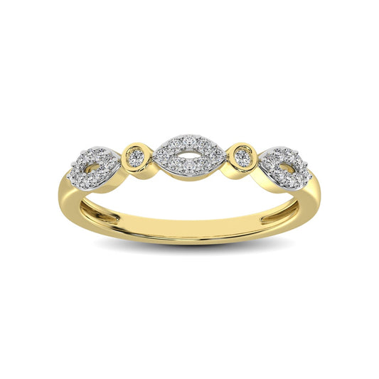 Round and Marquise Shape 1/6 Ct.tw Diamond Stackable Band in 10K Yellow Gold