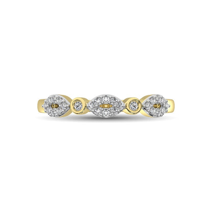 Round and Marquise Shape 1/6 Ct.tw Diamond Stackable Band in 10K Yellow Gold