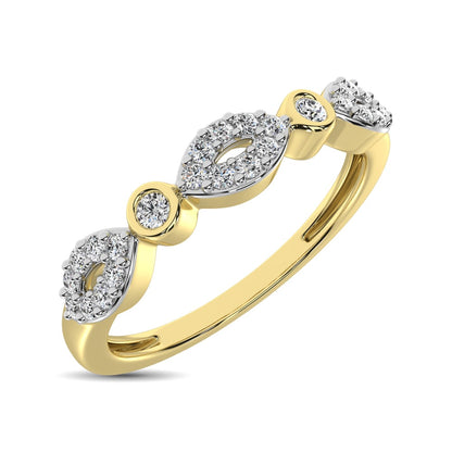 Round and Marquise Shape 1/6 Ct.tw Diamond Stackable Band in 10K Yellow Gold