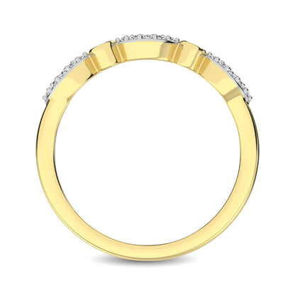 Round and Marquise Shape 1/6 Ct.tw Diamond Stackable Band in 10K Yellow Gold