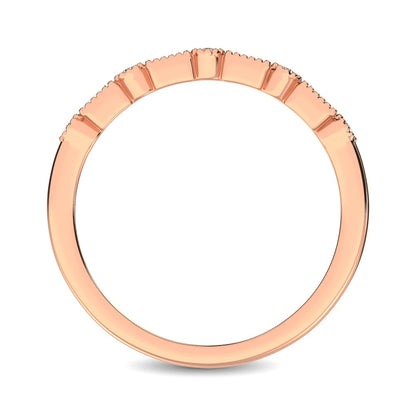 14K Rose Gold 1/10 Ct.tw Round and Tapper Diamond Band Ring