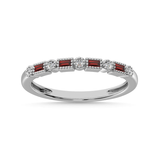 Diamond 1/3 Ct.Tw. Diamond and Garnet Stackable Band in 10K White Gold