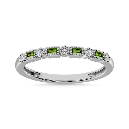 Diamond 1/4 Ct.Tw. And Peridot Ring in 10K White Gold