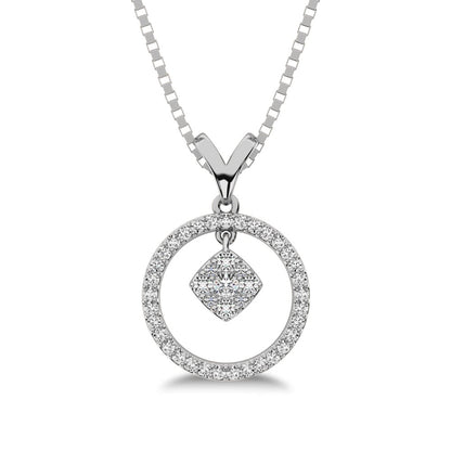 10K White Gold 1/4 Ct.Tw. Diamond Circle Dangler Pendant