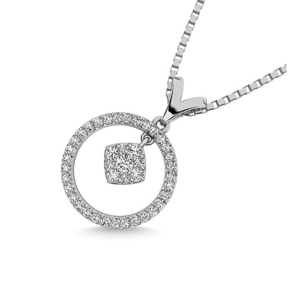 10K White Gold 1/4 Ct.Tw. Diamond Circle Dangler Pendant