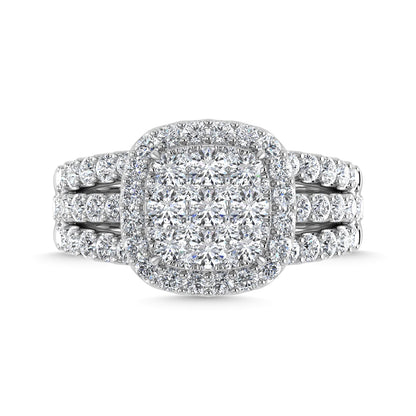 Diamond 2 1/2 Ct.Tw. Three Row Engagement Ring in 14K White Gold
