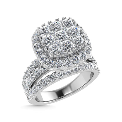 Diamond 2 1/2 Ct.Tw. Three Row Engagement Ring in 14K White Gold