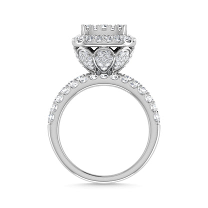 Diamond 2 1/2 Ct.Tw. Three Row Engagement Ring in 14K White Gold