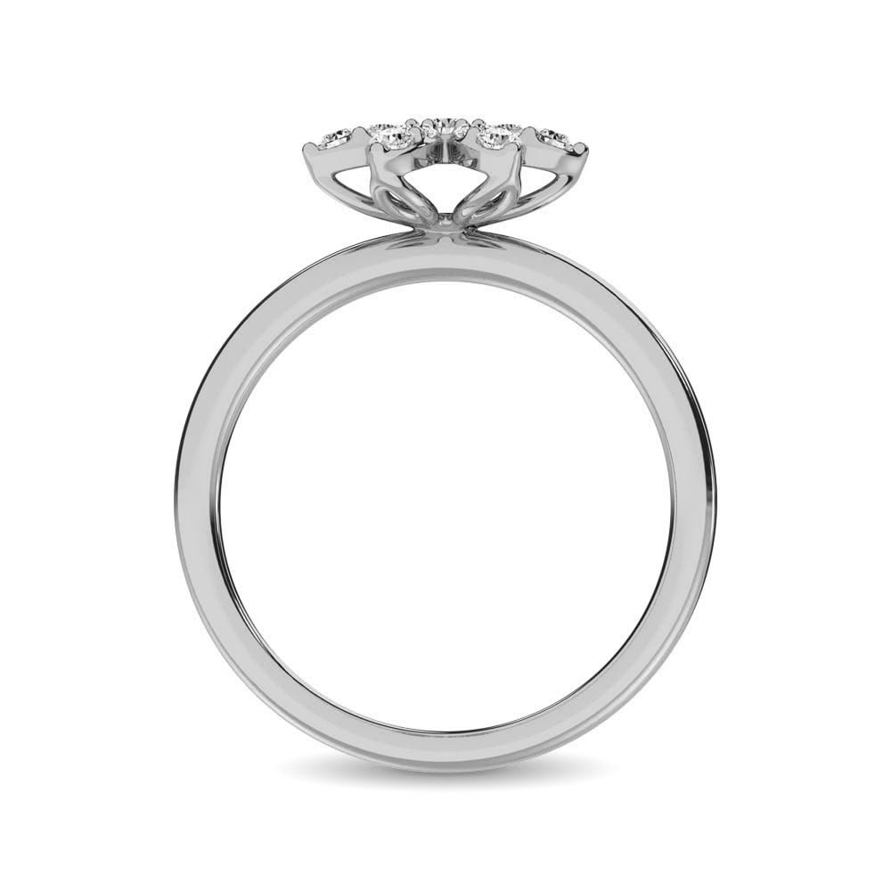 10K White Gold 1/4 Ct.tw Diamond Flower Ring