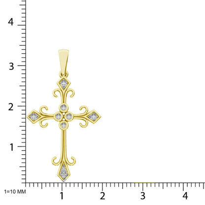 Diamond 1/10 Ct.Tw. Cross Pendant in 10K Yellow Gold